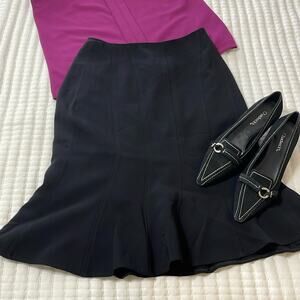 Louben Black Vintage Lined Kick Flare Skirt Size 6